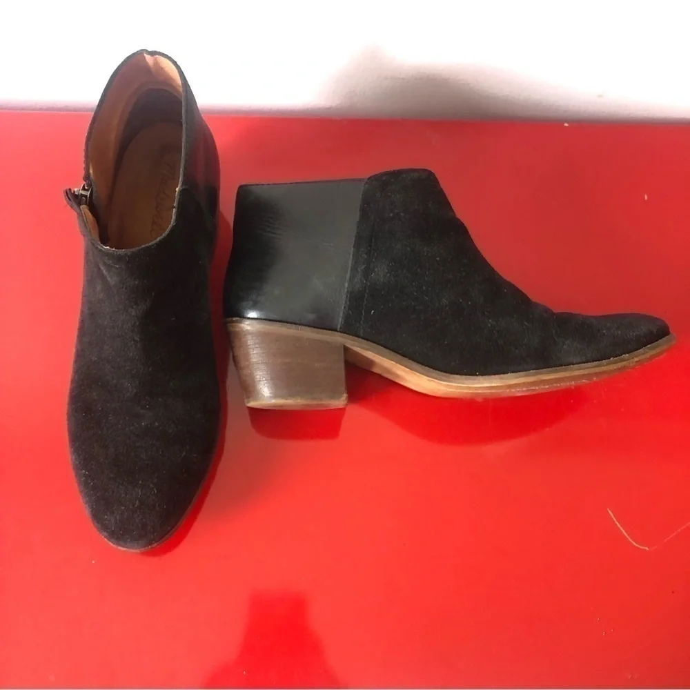 Madewell Cait Leather Suede Side Zip Ankle Bootie
